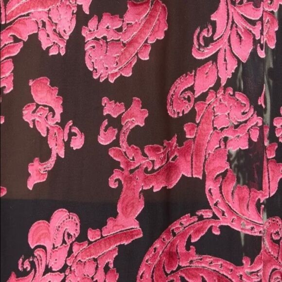 NWT Alice + Olivia Jeannie Bow Silk Burnout Blouse in Show me love wild pink - Picture 8 of 10